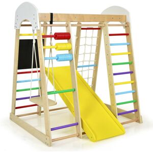 GoPlus Costway 8-in-1 Wooden Climber Play Set with Slide and Swing - Multicolor