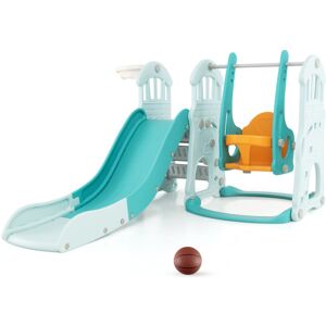 GoPlus Costway 3-in-1 Toddler Slide and Swing Set with Basketball Hoop