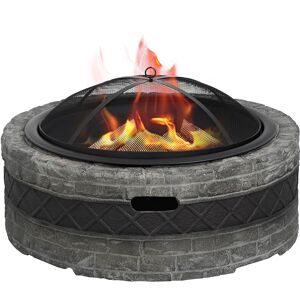 Shinerich International Inc 35'' Cast Stone and Trim Wood-Burning Fire Pit