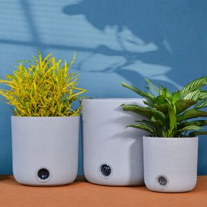 Greenship Garden USA, LLC Self-Watering Tall Cylinder Pot System for Indoor Plants (Set of 3) - White Stone