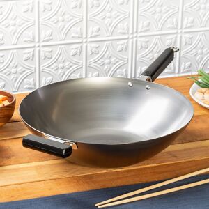 Escali Corp dba Kitchen Supply Professional 14-inch Carbon Steel Flat Bottom Wok