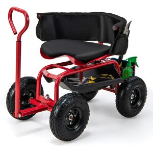 GoPlus Costway Cushioned Rolling Garden Cart with Swivel Seat