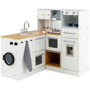 GoPlus Costway Kids 2-Piece Wooden Pretend Play Kitchen with Sound