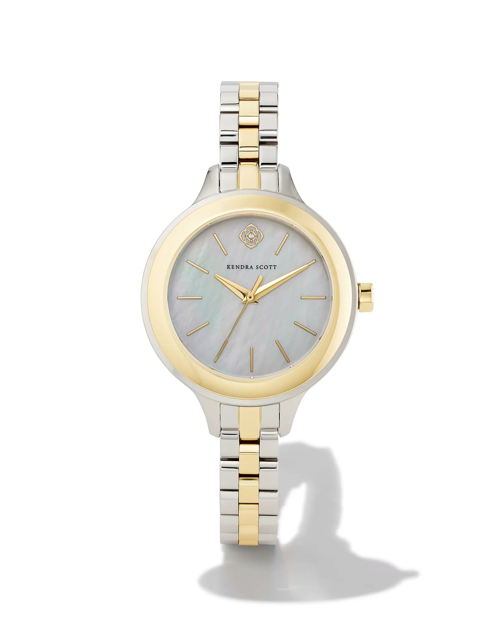 Kendra Scott Alex Two Tone Stainless Steel 35mm Narrow Watch in Ivory Mother-of-Pearl   Mother Of Pearl