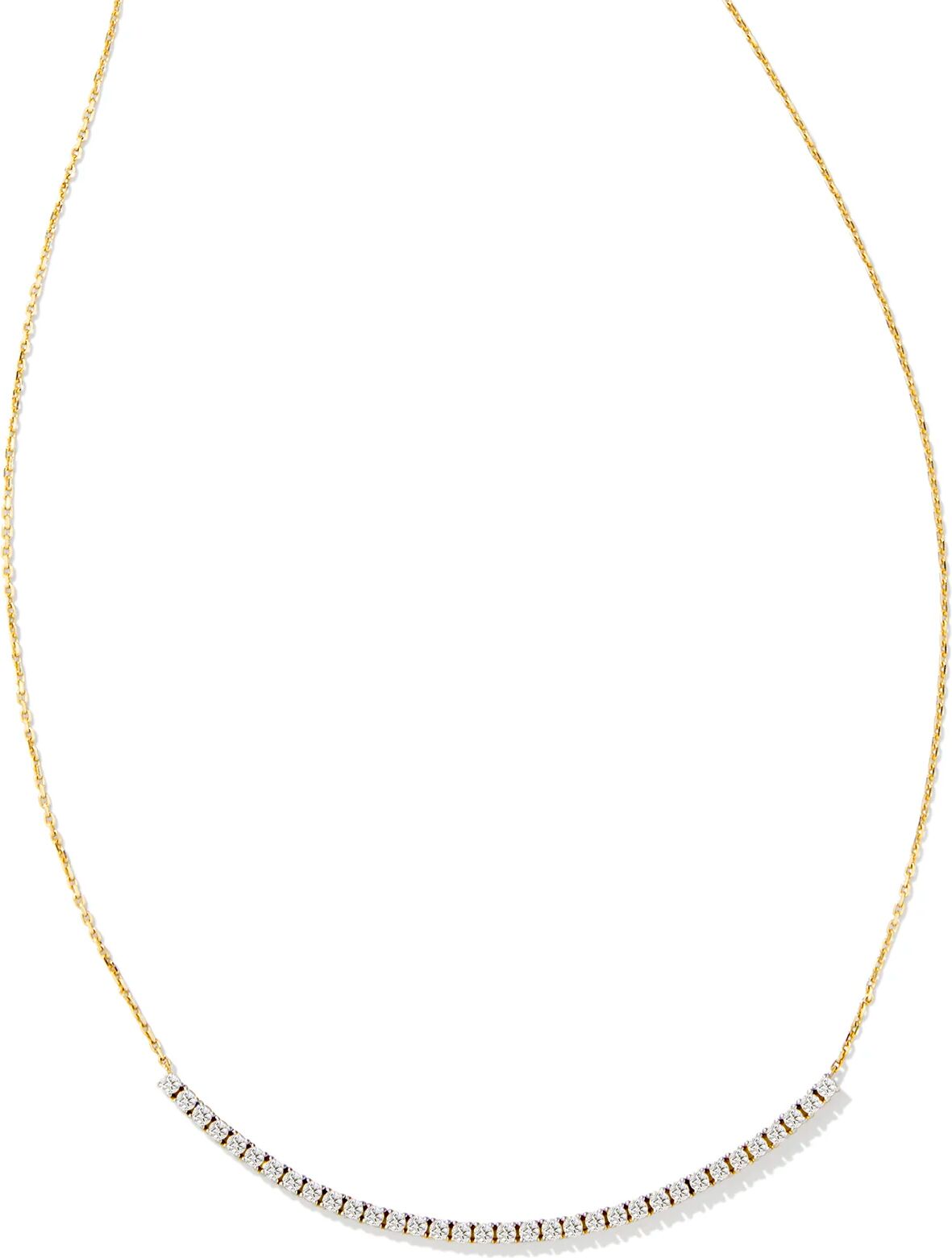 Kendra Scott Tennis 14k Yellow Gold Bar Necklace in White Diamond   Diamonds