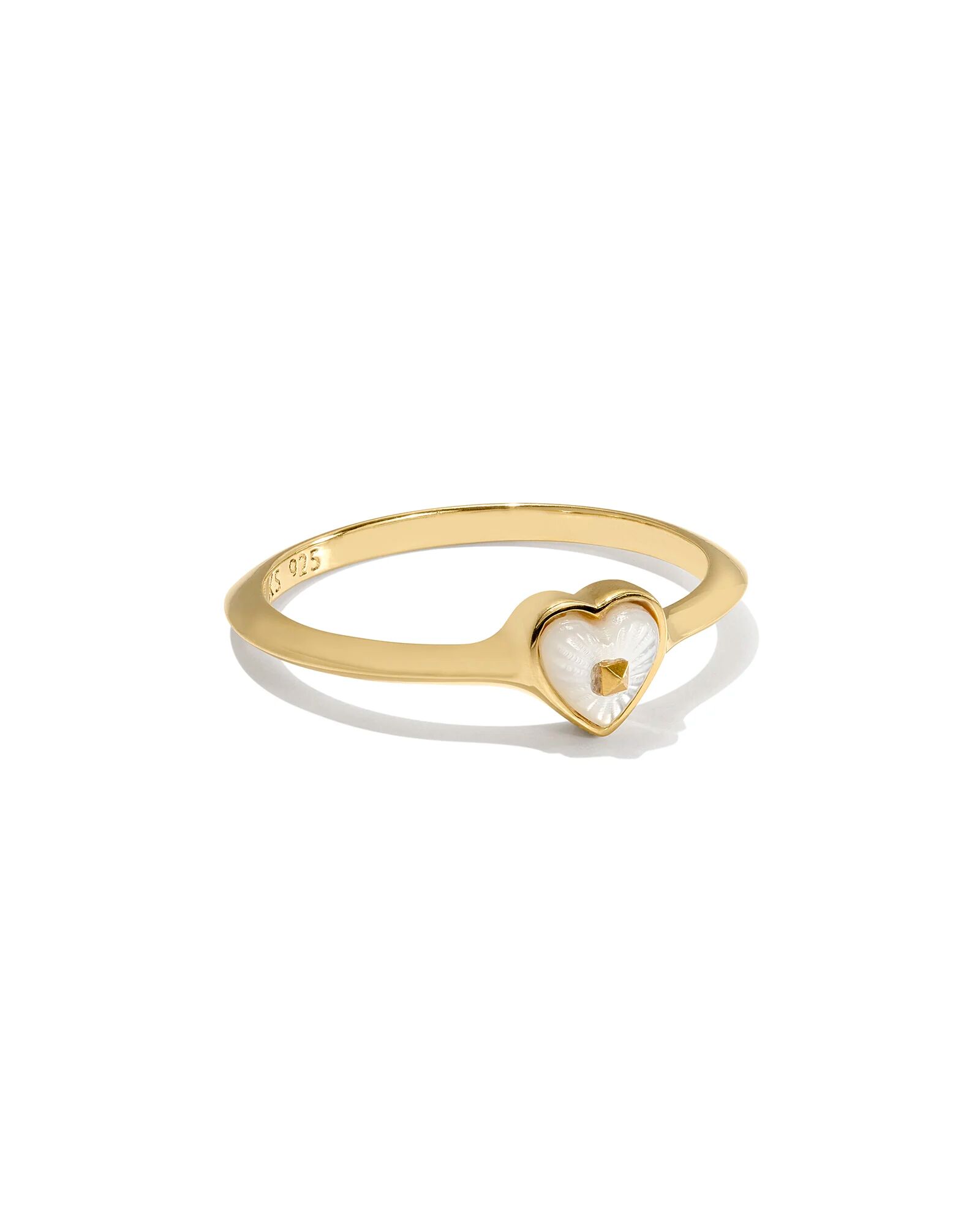 Kendra Scott Adalynn 18k Gold Vermeil Heart Band Ring in Ivory Mother-of-Pearl   Mother Of Pearl   Size 7