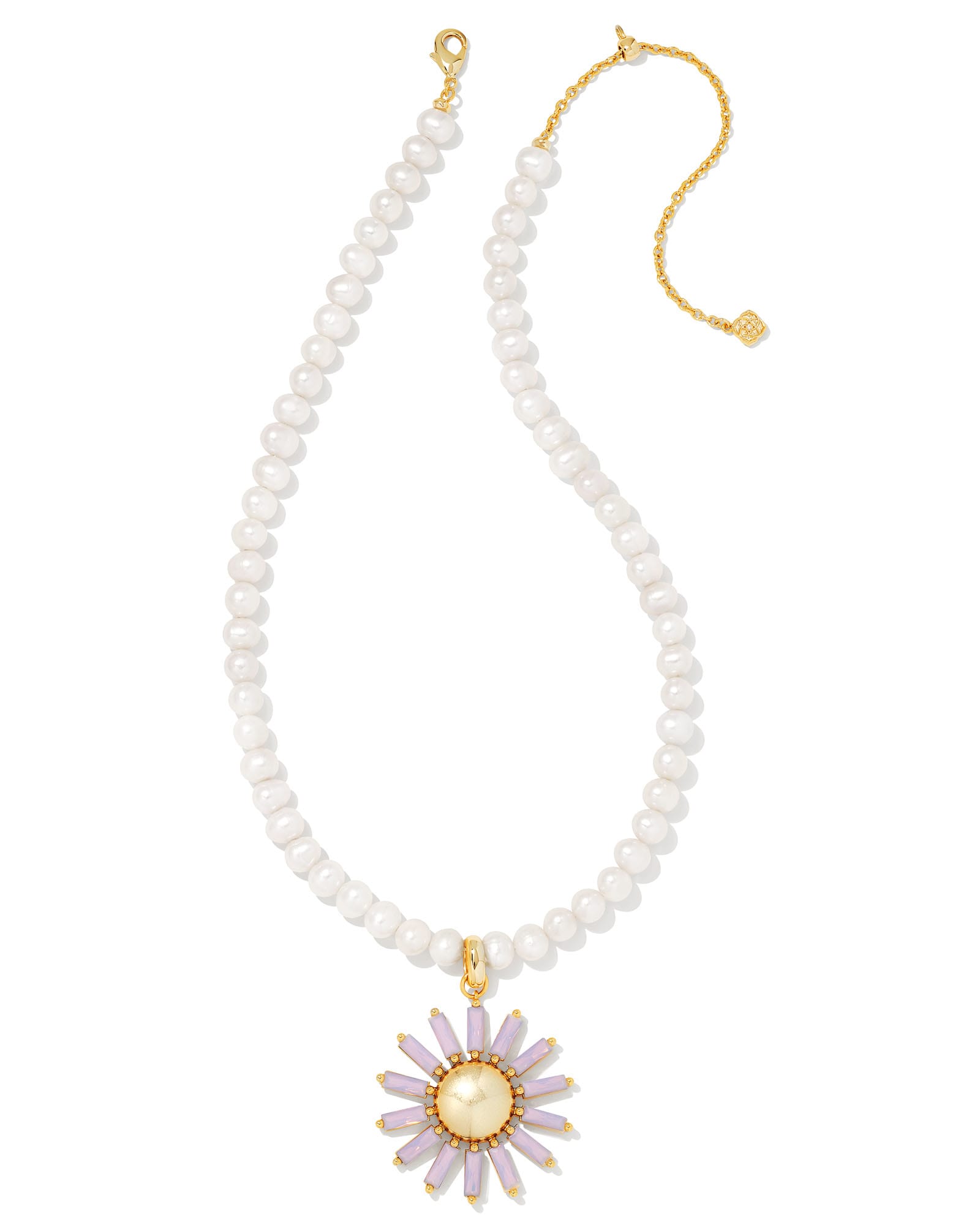 Kendra Scott Madison Daisy Convertible Gold Pearl Statement Necklace in Pink Opal Crystal   Nano Crystal