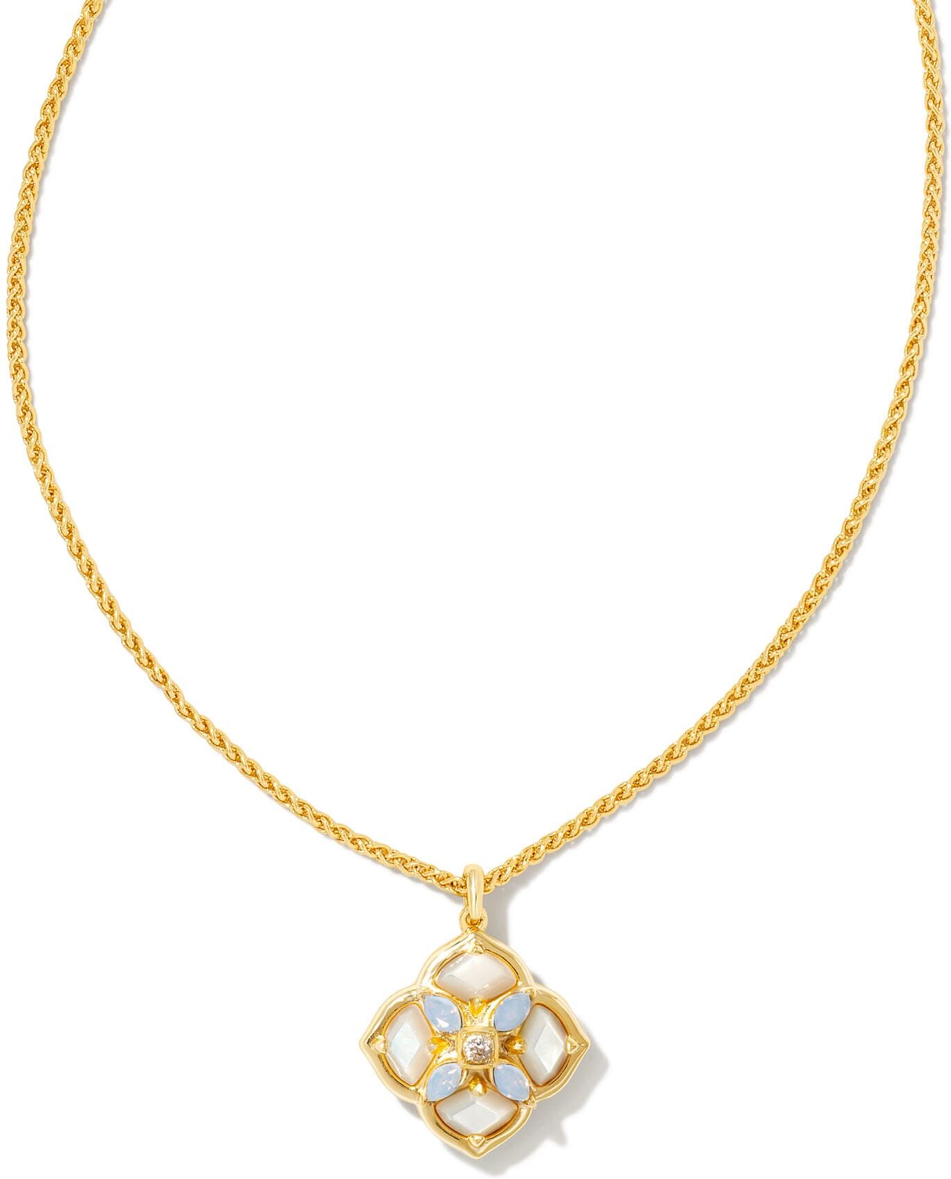 Kendra Scott Dira Stone Gold Short Pendant Necklace in Ivory Mix   Nano Crystal