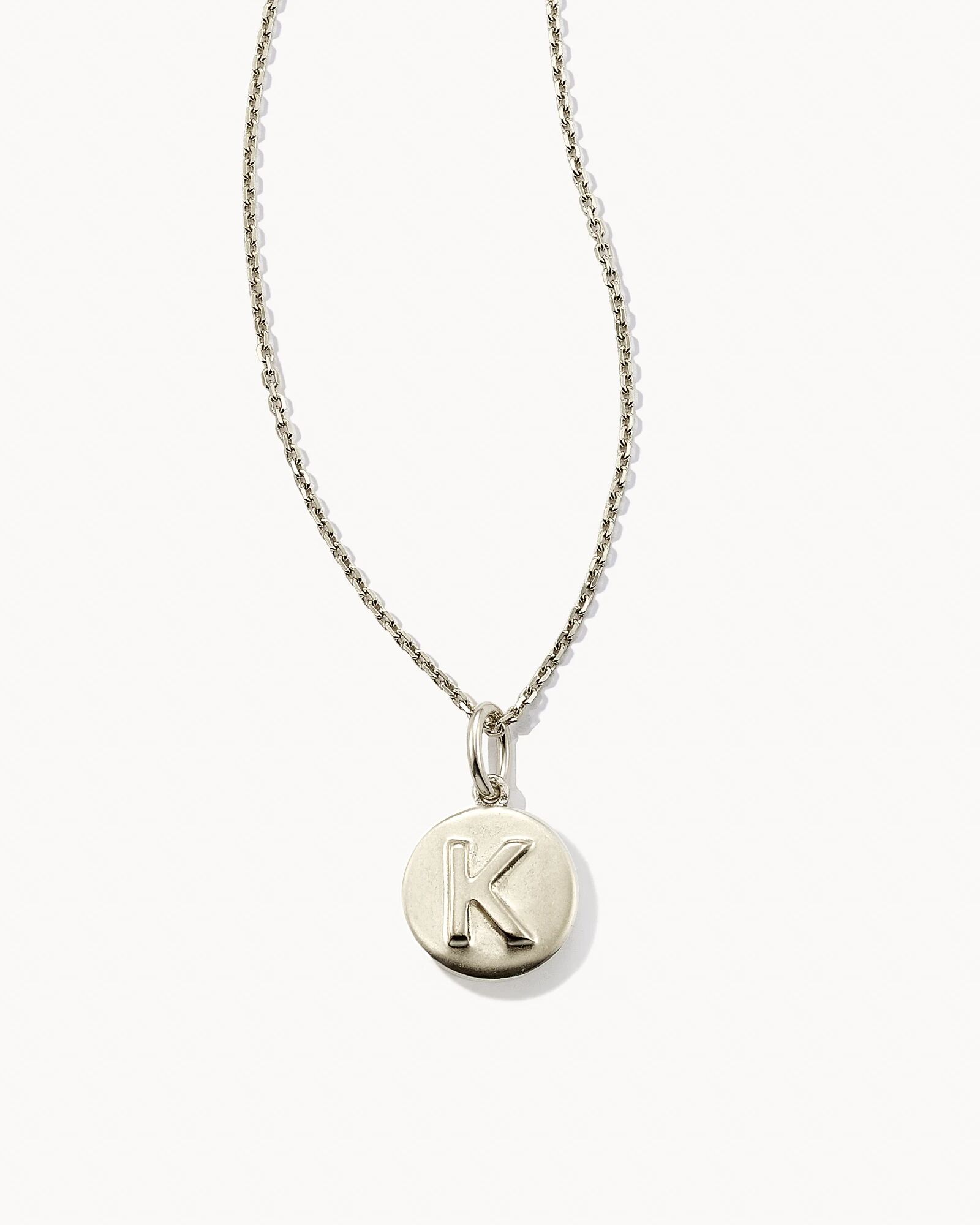 Kendra Scott Letter K Coin Pendant Necklace in Oxidized Sterling Silver   Metal