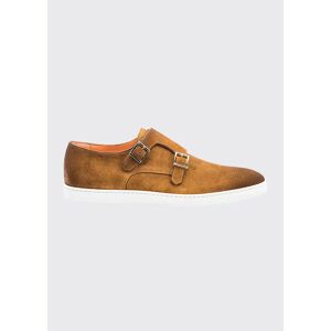 Santoni Men's Freemont Double-Monk Strap Suede Sneakers  - BROWN-M40 - BROWN-M40 - Size: 10D