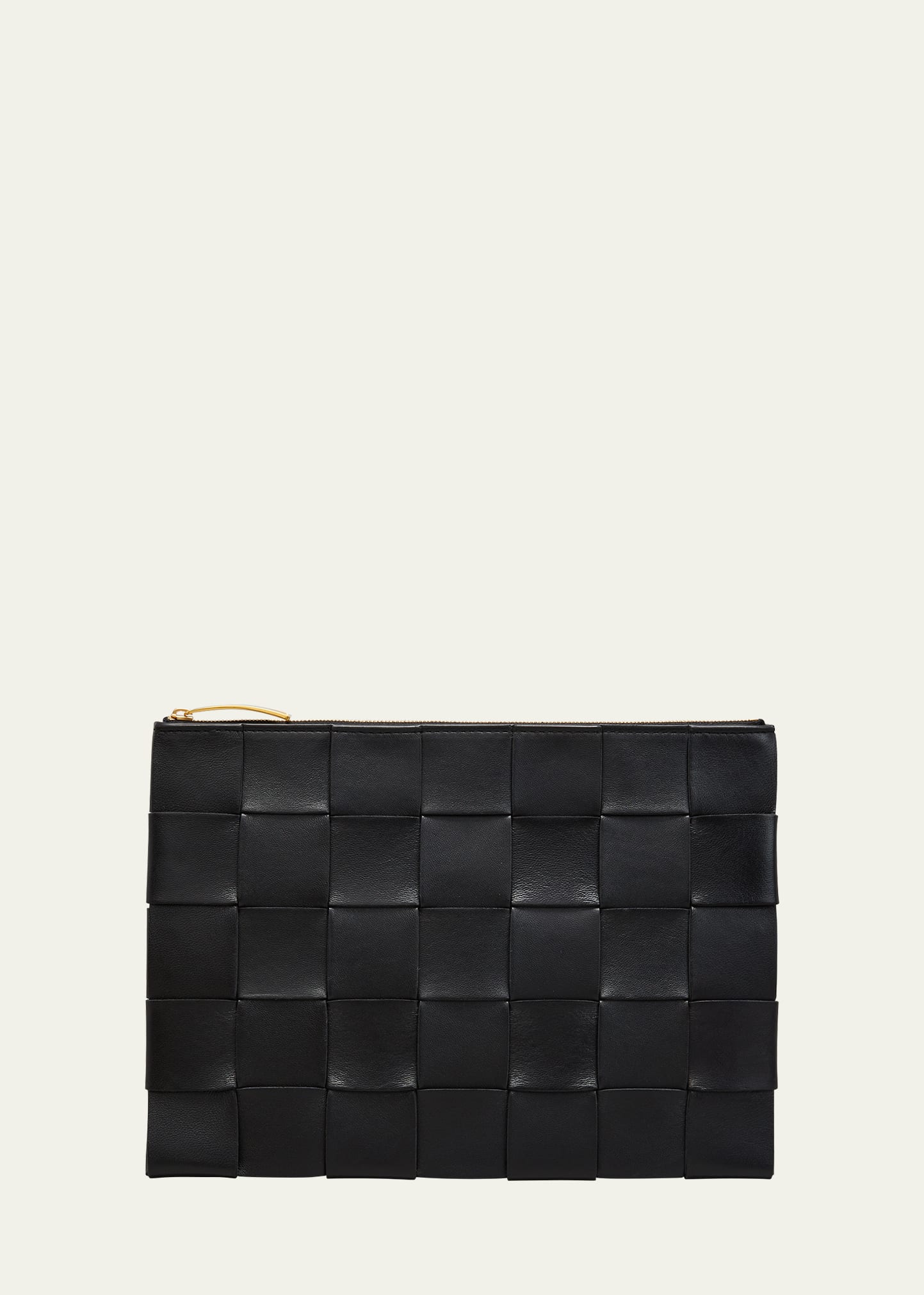 Bottega Veneta Woven Leather Pouch Wallet  - BLACK/GOLD