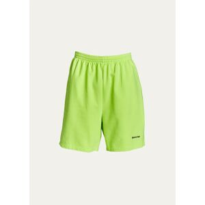 Balenciaga Men's BB Sweat Shorts  - YELLOW/BLACK - YELLOW/BLACK - Size: Medium