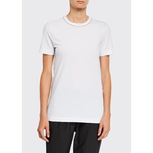 Brunello Cucinelli Monili-Beaded Flat Cotton Jersey Short Sleeve T-Shirt  - WHITE - WHITE - Size: Large