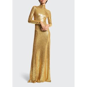 Michael Kors Collection Mock-Neck Sequin Gown  - GOLD - GOLD - Size: 2