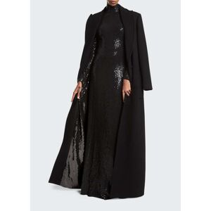 Michael Kors Collection Sequin-Lined Wool Maxi Coat  - BLACK - BLACK - Size: 4