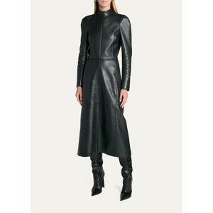 Balenciaga Contoured Mock-Neck Leather Midi Dress  - NOIR - NOIR - Size: 36 FR (4 US)