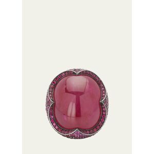 Bayco Bg Ring Cabochon Ruby 44.14 ct. With Ruby Pave 5.54 ct.