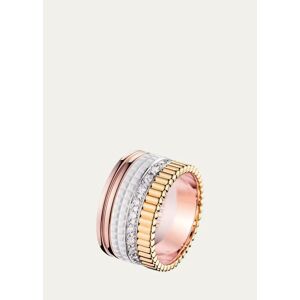 Boucheron Quatre Large Ring in Tricolor Gold with White Ceramic and Diamonds, Size 54  - Size: 54-FR (7 US)