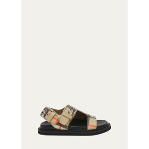 Burberry Kid's Bertha Vintage Check Buckle Sandals, Baby/Toddler  - ARCHIVE BEIGE CHK - ARCHIVE BEIGE CHK - Size: 24EU (8US Tod)