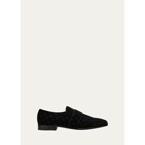 Burberry Men's Sanford Allover Logo Velvet Loafers  - BLACK - Size: 42.5 EU (9.5D US)