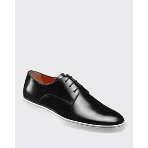 Santoni Men's Doyle Leather Sneakers  - BLACK - BLACK - Size: 13D