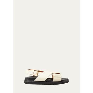 Marni Crisscross Slingback Flat Sandals  - WHITE - WHITE - Size: 7B / 37EU