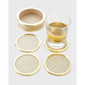 AERIN Colette Croc-Embossed Leather Coasters, Set of 4  - NEUTRAL