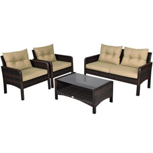 Costway 4 Pieces Patio Rattan Free Combination Sofa Set with Cushion and Coffee Table