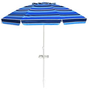 Costway 7.2 Feet Portable Outdoor Beach Umbrella with Sand Anchor and Tilt Mechanism-Navy