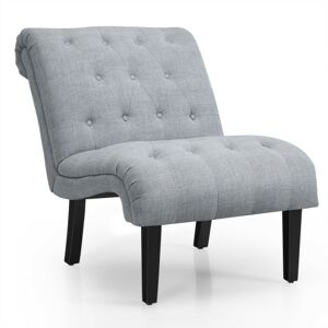 Costway Upholstered Tufted Lounge Chair with Wood Leg-Light Gray