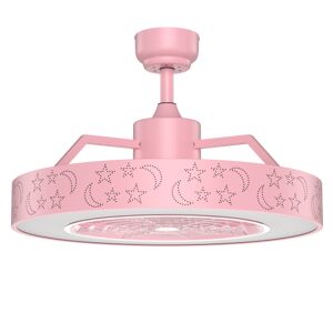 Costway 23 Inch Ceiling Fan with LED Light and Remote Control-Pink