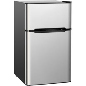 Costway 3.2 cu ft. Compact Stainless Steel Refrigerator-Gray