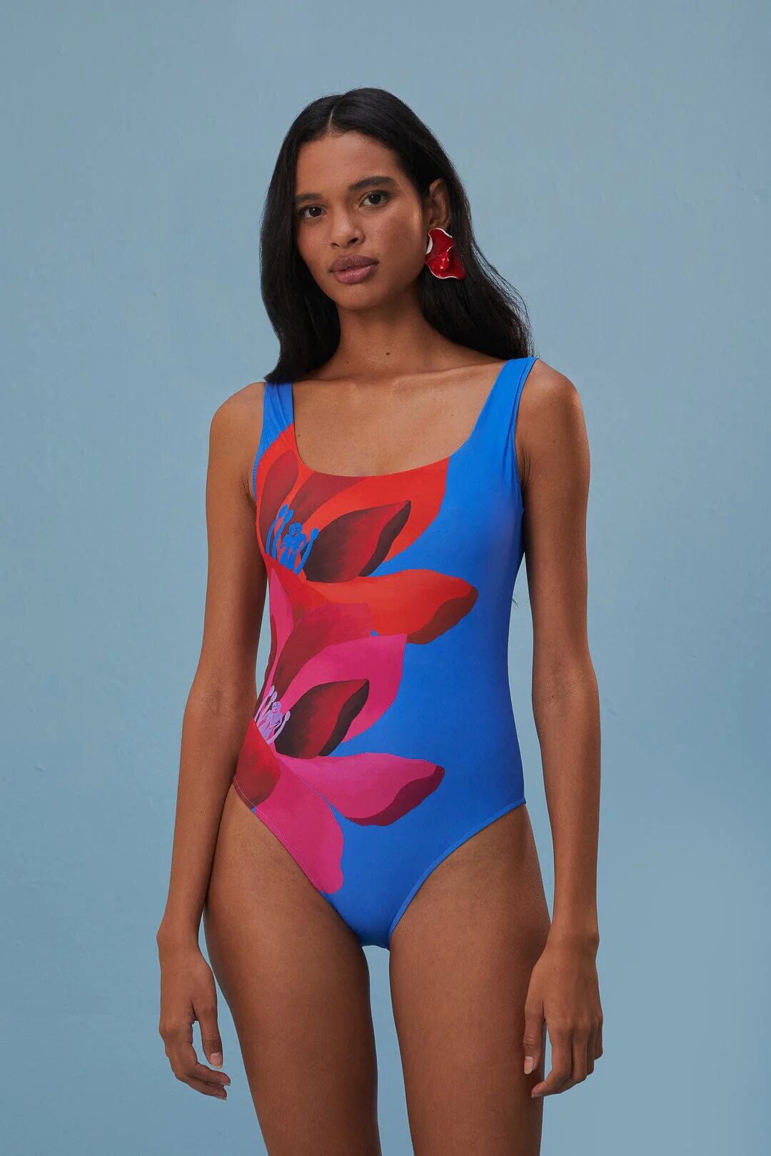 Rio Watercolor Floral One Piece Swimsuit, WATERCOLOR FLORAL BLUE / XL
