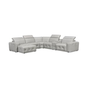 Furniture Haigan 6-Pc. Leather Chaise Sectional Sofa with 1 Power Recliner, Created for Macy's - Unisex - Light Grey