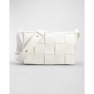Bottega Veneta Cassette Intrecciato Lambskin Shoulder Bag - WHITE