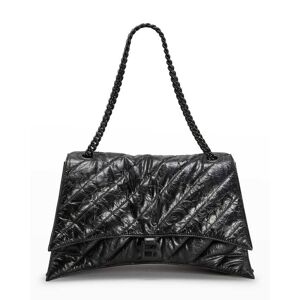 Balenciaga Crush Medium Quilted Chain Shoulder Bag - 1000 BLACK