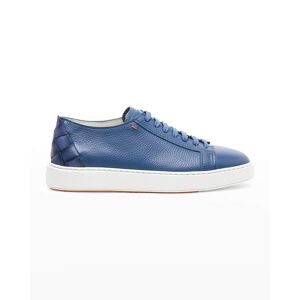 Santoni Men's Daisies Woven Leather Low-Top Sneakers - Size: 11D - BLUE