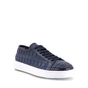 Santoni Men's Byam Textured Leather Low-Top Sneakers - Size: 9D - BLUE-U50