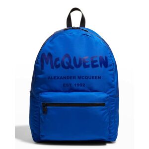 Alexander McQueen Men's Metropolitan Graffiti Logo Backpack - SAPHIR/YEL