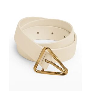 Bottega Veneta Twisted Triangle Napa Buckle Belt - Size: 34in / 85cm - WHITE / GOLD