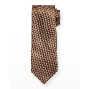 Brioni Men's Silk-Jacquard Micro-Pattern Tie - BROWN GREY