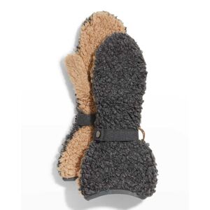 Brunello Cucinelli Bicolor Cashmere Mittens with Monili Detail - Size: XX-LARGE - CG266 CHARCOAL