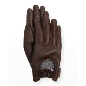 Brunello Cucinelli Cutout Leather Glove - Size: LARGE - DARK BROWN