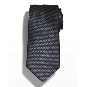 Brioni Men's Silk Jacquard Micro Tie - BLACK GREY