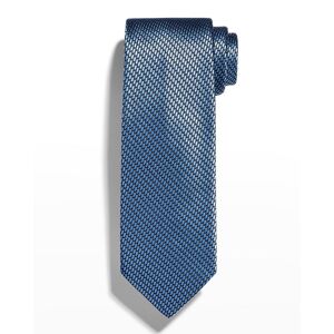 Brioni Men's Silk Jacquard Micro Tie - BLUELETTE