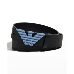 Emporio Armani Boy's Eagle Buckle Belt, Size XS-L - Size: S - DARK BLUE