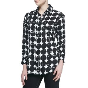Finley Poplin Polka-Dot Print Dress Shirt - Size: LARGE (12/14) - BLACK/WHITE