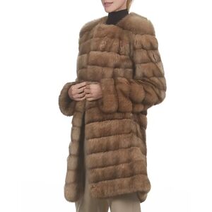 Gorski Quilted Russian Sable Fur Stroller Coat - Size: SMALL - BEIGE