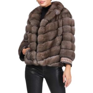Gianfranco Ferre Chevron Russian Sable Fur Jacket - Size: SMALL - BROWN