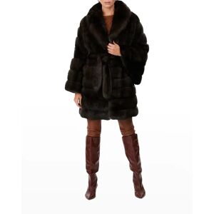 Gorski Horizontal Sable Fur Belted Coat - Size: LARGE - BARGUZINE